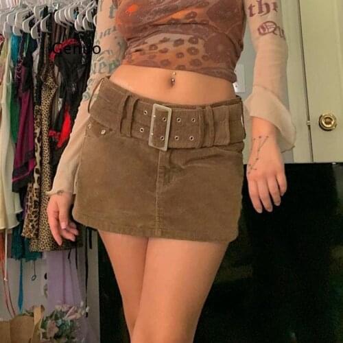 Vintage Sexy Y2K Corduroy Skirts Women Streetwear Harajuku Aesthetic Straight Mini Skirt Fashion Korean Sexy Skirts Cuteandpscho