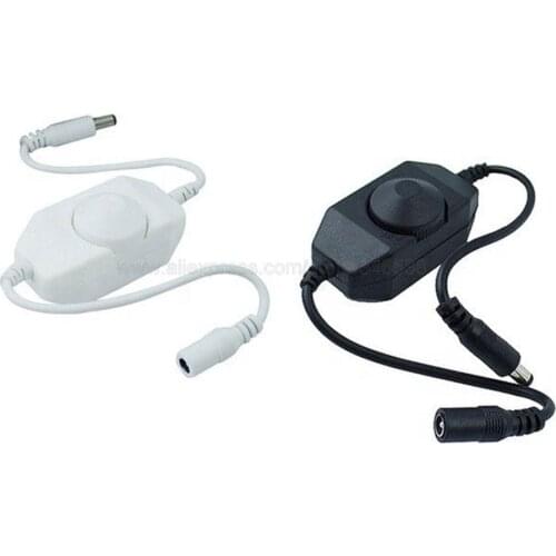 Inline LED Dimmer Switch Brightness Adjust Controller for 3528 5050 5730 5630 Single Color Strip Light DC 12V 24V Black/White