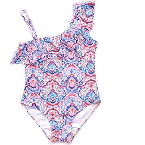 Girls Swimsuit 2-12 Years Floral Print One Piece Swimwear for Children Quality Children Bather Girl Bathing Suits