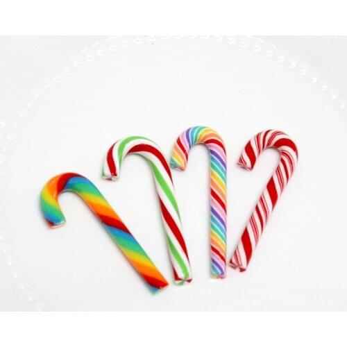 10Pcs Kawaii Polyamer Clay Cabochon Simulation Christmas Candy for Crafts Making Phone Deco Parts Scrapbooking DIY 3.5*30mm