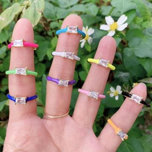 10PCS, Hip Hop Color Geometric Rings Wedding Neon Enamel Ring For Women Punk Geometric Multilayer Rings Jewelry