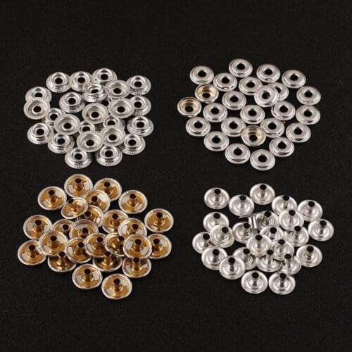 100pcs/set Stainless Steel Snap Fastener Press Stud Button Cap Silver Buttons For Canvas Leather Craft Jackets Bags Sewing