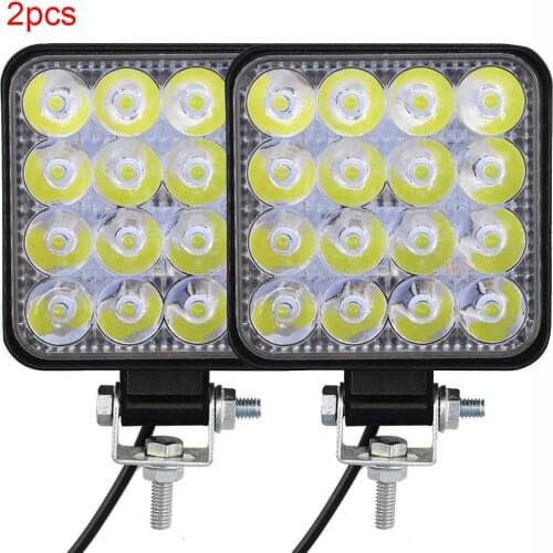 2Pcs 48W Square Bright LED Spotlight Light Truck Driving Fog Lamp for Car/Motorcycle/SUV/Truck/Forklift/Boat，safe and stable