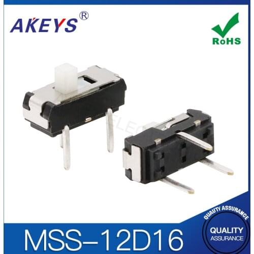 20PCS MSS-12D16 MINI slide switch 1P2T SPDT DIP 3 pin 2 position mini toggle switches handle white