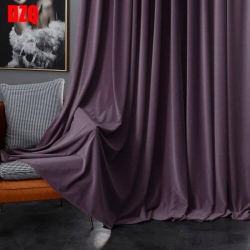Customized 2021 New Light Luxury Gray Purple Blackout Curtains Nordic Simple Modern High-end Living Room Bedroom Velvet Curtains