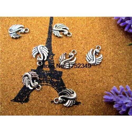 35pcs/lot Swan charms Pendants double sided 17 x 13mm tibetan silver once upon a time