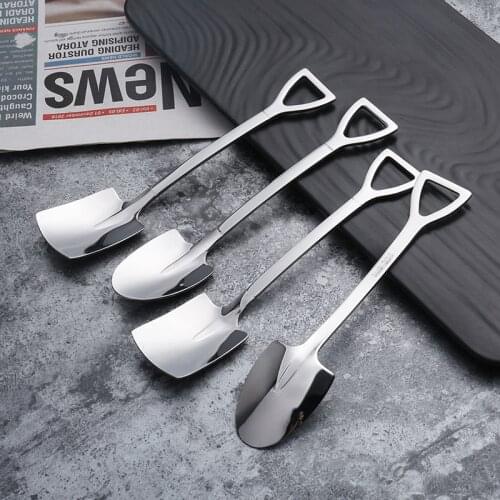 4PCS 304 stainless steel coffee spoon Retro shovel ice cream spoon Creative tea-spoon Fashion Tableware Kitchen Set Tool Lot