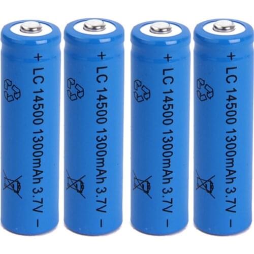 4pcs/lot SHSEJA High Capacitance 14500 Battery 3.7V 1300mAh Rechargeable li-ion Battery for Led Flashlight Batery Battery Newest