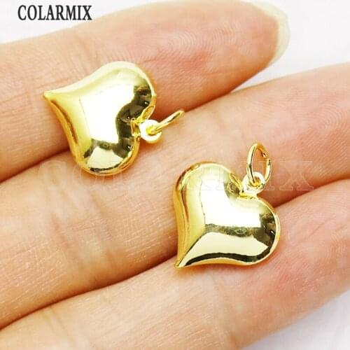 8Pcs Gold Heart shape Jewelry Pendant Smooth Jewelry Pendant Jewelry pendant Gift Fashion jewelry Pendant 8355