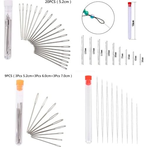 9Pcs Eye Collapsible Large Big Embroidery Beading Needle Thread Sewing Needles Assorted Size Jewelry Tool