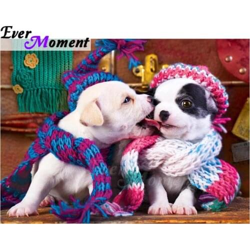 Ever Moment Diamond Painting Dogs Cross Stitch Picture Of Rhinestone Mosaic Diamond Embroidery 5D DIY Rhinestone Decor ASF1411