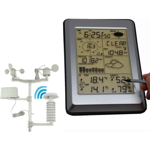 Wireless Weather Station w/PC interface Touch Panel w/ Solar sensor Hygrometer Humidity Rain Wind Pressure Tester Meter PC Data