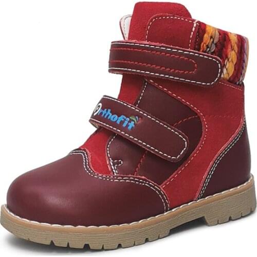 Girls Martin Fur Boots Childrens Genuine Leather Orthopedic Shoes Kids Winter Casual Running Footwear For New Year Christmas