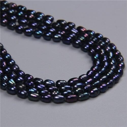 4-4.5mm Irregular Rice Natural Black Freshwater Pearl Beads For Women Jewelry Making DIY Bracelet Necklace Earrings Anklet Gifts