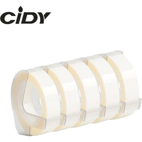 CIDY 5 roll Clear Color Compatible DYMO 3D Plastic Embossing Xpress Labels 9mm*3m for DYMO 1610/1575 Embossing Label Maker