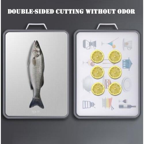 1Pc Double-sided Stainless Steel Kitchen Chopping Block Multifunction Anti-mold Vegetable Fruits Food Cutting Board