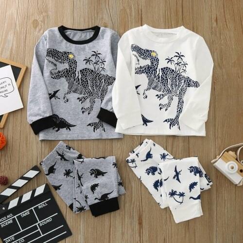 Baby Boys Clothes Set Baby Fashion Clothes Set Baby Boy Kids Cartoon Dinosaur T-shirt Tops Pants Pajamas Sleepwear Outfits Set