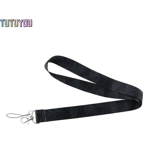 PC3030 Starry Stars Diamond Shape Creative Black Lanyard For Keys ID Card Gym Phone Straps USB Badge Holder DIY Hang Rope