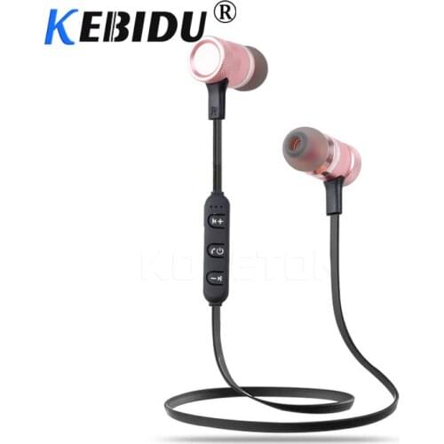 Kebidu Metal Sports Wireless Bluetooth Headphones SweatProof Earphone Magnetic Earpiece 3D Stereo Headset for Mobile Phone