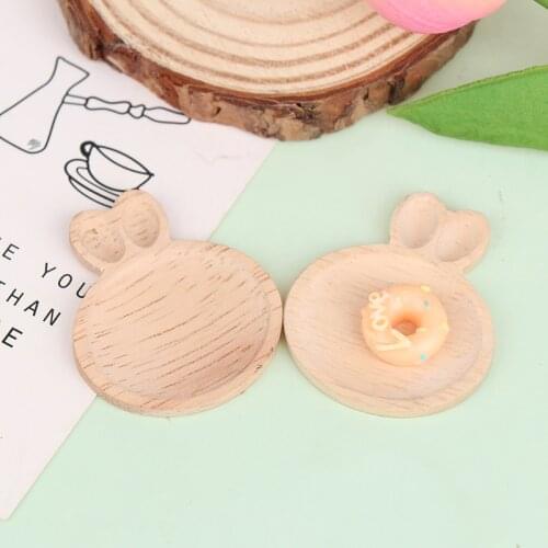1Pcs 1/12 Dollhouse Miniature Wooden Rabbit Shape Plate Simulation Tray Model for Doll House Decor