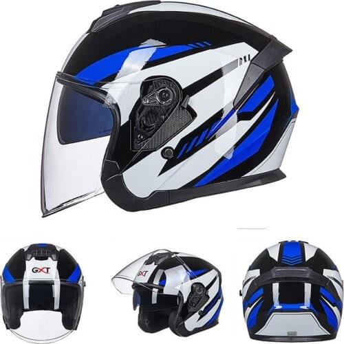 2019 New Knight protection GXT Half Face Motorcycle Helmet ABS Double lens Motorbike Helmets with PC Lens Visor have 11 colors