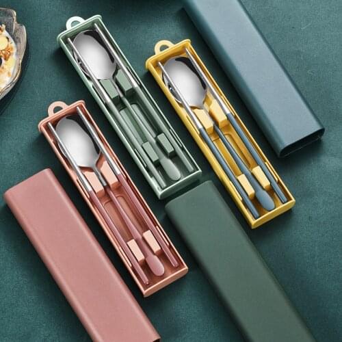 Cutlery Portable Stainless Steel Spoon Fork Steak Knife Set Travel Cutlery Cutlery Chopsticks Spoon Cutlery Set Storage