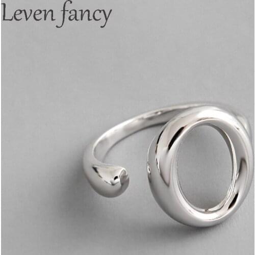 Sterling Silver 925 Simple Geometric Openwork Oval Circle Ring New Fashion Design Girls Graduation Jewelry Gift Women S925 Rings
