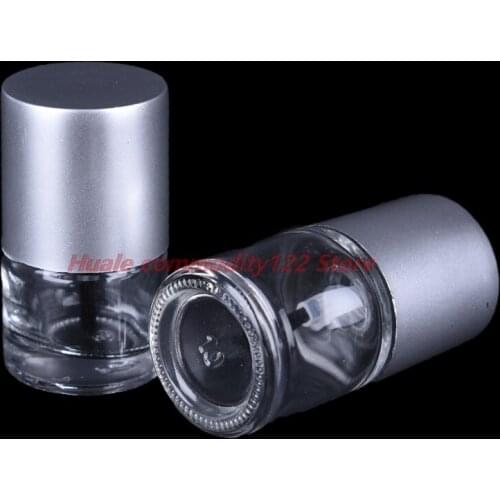 New 5ml Empty Glass Nail Polish Bottle Transparent With A Lid Brush Empty Cosmetic Square Nail Oil Glass Bottles Containers