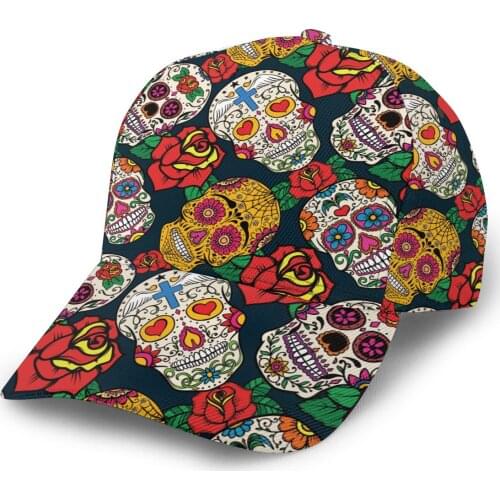 2021 New Baseball Cap Fishing Caps Men Outdoor Hunting Hat Hiking Hat Mexican Sugar Skull With Rose