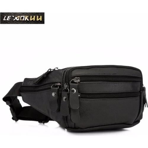 New Quality Leather men Casual Fashion Travel Waist Belt Pack Sling Bag Design 7" Cell Phone Cigarette Case Pouch Male 004b