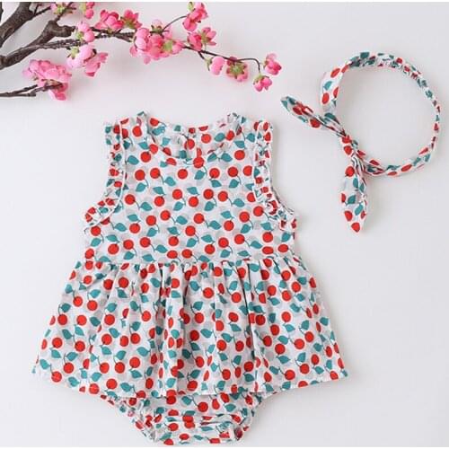 Sleeveless Printing Cotton Infant Baby Girls Jumpsuit Summer Baby Girls Bodysuits Korean Style Toddler Baby Girl Clothes