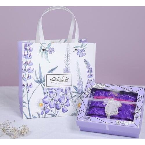 Simple Hollow Out Gift Box Fresh Lavender Hexagonal Rectangular New Year Wedding Birthday Candy Cookies Wholesale Paper Gift Box