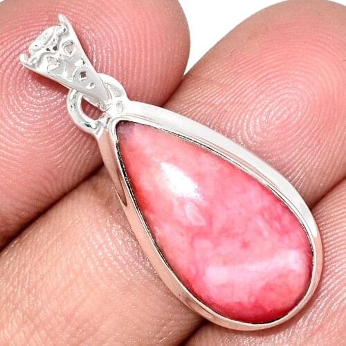 Genuine PINK OPAL Pendant 925 Sterling Silver, Total Length : 35 mm, AP6946