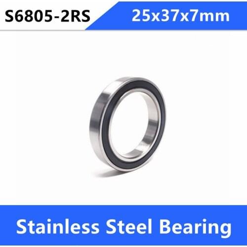 10pcs/lot ABEC-5 S6805-2RS S6805RS Bearing Stainless Steel 25x37x7 mm Deep Groove Ball Bearing 25*37*7mm 6805-2RS 6805RS