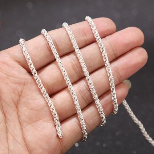 1 Meter Stainless Steel Silver Plated Wheat Chain 3mm Width Twisted Rope for Men Women Bracelet Necklace Jewelry Making