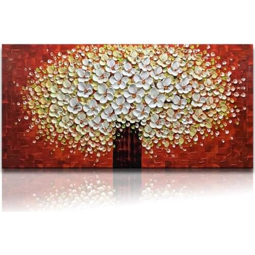 Hand Painted Abstract Flowers Oil Painting Artwork Pictures on Canvas Wall Art Painting oil Canvas for Living Room Unframe