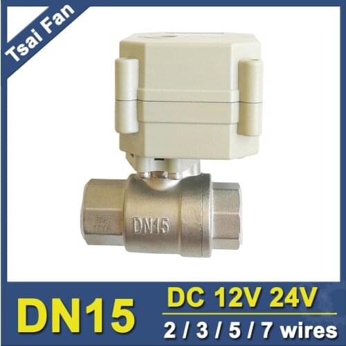 Hot Sales TF15-S2-C 2/3/5/7 Wires DN15 Motorized Ball Valve BSP/NPT 1/2'' SS304 Electric Ball Valve For Water Automatic Control