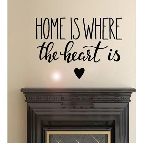 Inspiring Quote Wall Decal Home Is Where The Heart Is Vinyl Window Stickers Lettering Mural Art Home Decor for Living Room M539