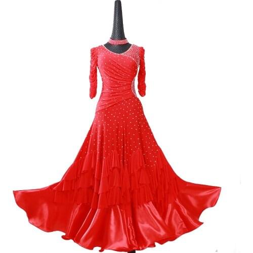 Lady Customize Ballroom Dance Dress Girls Waltz Tango Dancing Dresses Female Flamenco Ballroom Dance Compitition Costumes D0396
