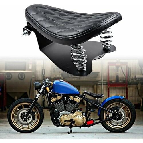1 SET Motorcycle Retro Leather Solo Seat+3" Spring Bracket for Harley Custom Chopper Sportster Bobber Honda Yamaha Kawasaki