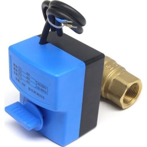 2-Way 2-Wire Electric Actuator Brass Ball Valve, Hot And Cold Water Vapor / Hot Gas Brass Electric Ball Valve