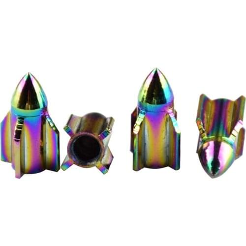 2Pcs/set Colorful Portable Aluminum Bicycle Car Tyre Air Valve Caps Truck Wheel Schrader Valves Cover Rocket Shape