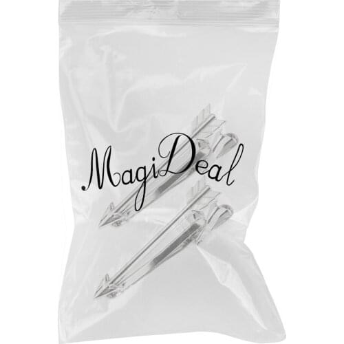 2 Pieces Silver Color Copper Arrow Skinny Tie Clip Necktie Pin Mens Groom Clasp