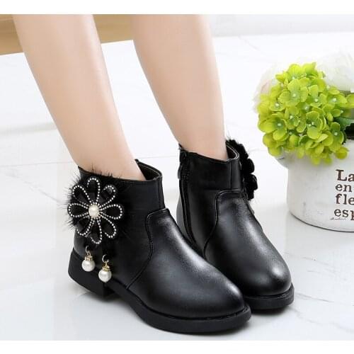 2020Children Shoes Winter Warm Fur PU Leather Waterproof Children Boots Brand Boy Kids Rubber Boots Baby Girls Snow Boots