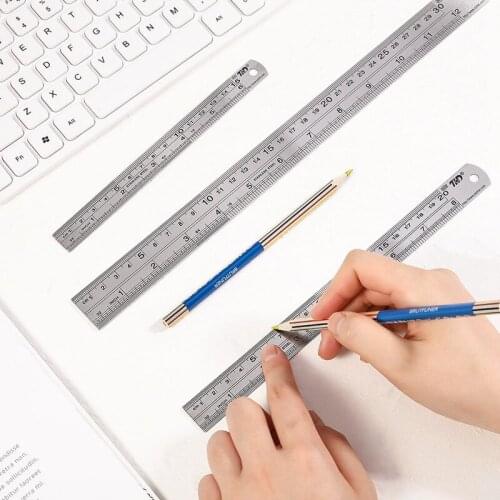 3Pcs/Set Steel Ruler Drawing Tool Accessory 15/20/30cm Stainless Steel Metal Straight Ruler Metric Rule Precision Measuring Tool