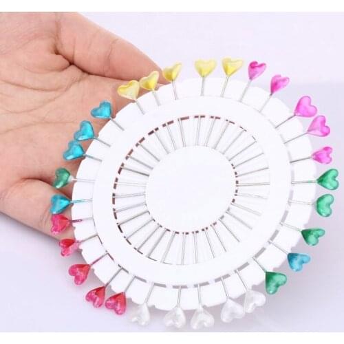 30pcs/bag Round Pearl Head Pins Heart Head Pins Pinwheel Florists Sewing Tailoring Dressmaking Mixed Colorful Embroidery Tool