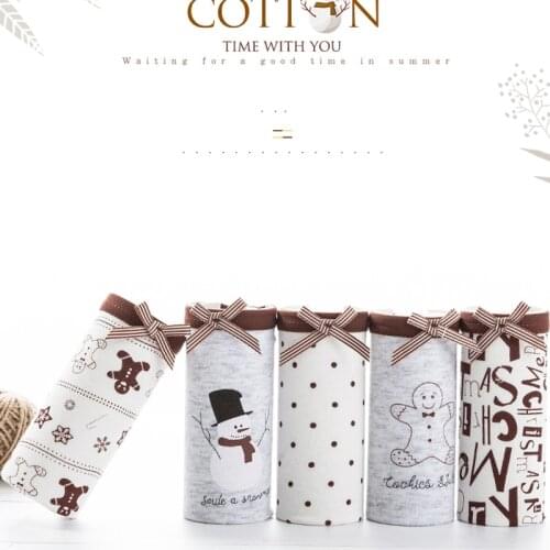 5Pcs/lot New Womens Panty Girls Cute Panties Sexy CottonBow Underpants Briefs Lovely Printed Lady Underwear Seamless