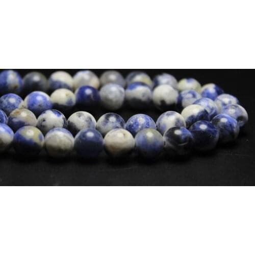 AAA+ Natural White Flower Blue-vein Stone Sodalite Beads For Jewelry Making DIY Bracelet Material 4/ 6/8/10/ 12 mm Strand 15.5
