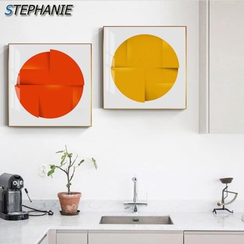 Abstract Yellow Red Circle Canvas Painting Modern Wall Picture for Living Room Nordic Minimalist Poster N Print Fashion Wall Art