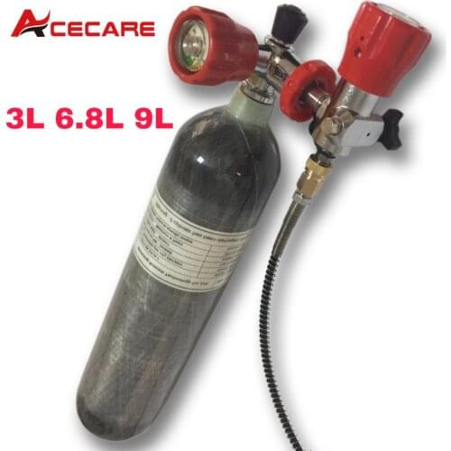 Acecare 3L/6.8L/9L CE Carbon Fiber Pcp Tank 4500psi Scuba Diving Air Tank Pcp Valve Filling Station Air Rifle airforce Condor